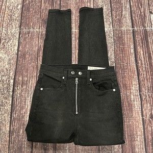 Rag & Bone‎ Women Black Ash Coated Baxter Denim Stretch Jeans Size 26X26 (24X26)